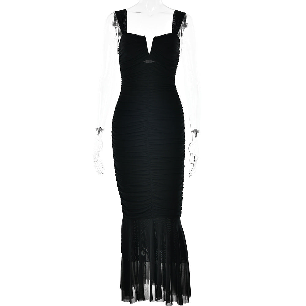 Fashionable Spring Summer Spliced Midi Dress