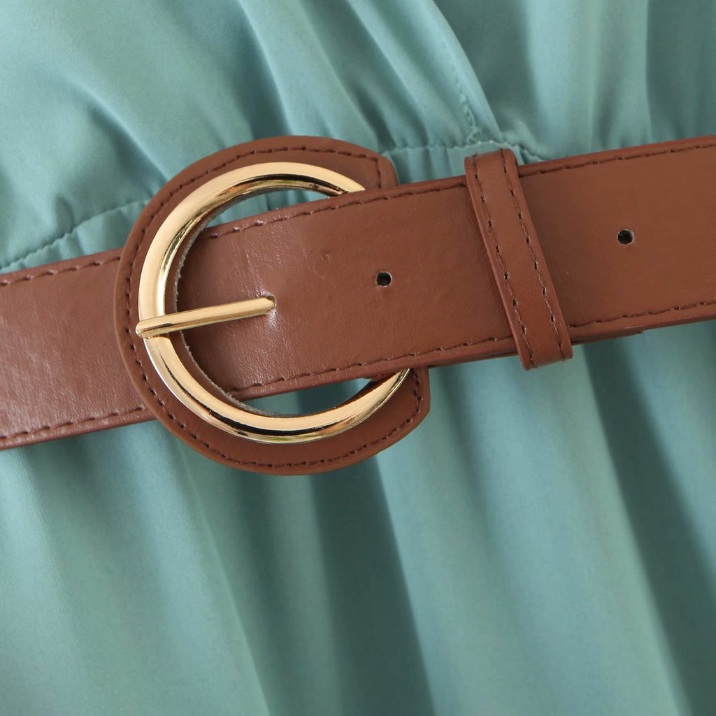 2020 Summer European Style Midi Dress with Belt