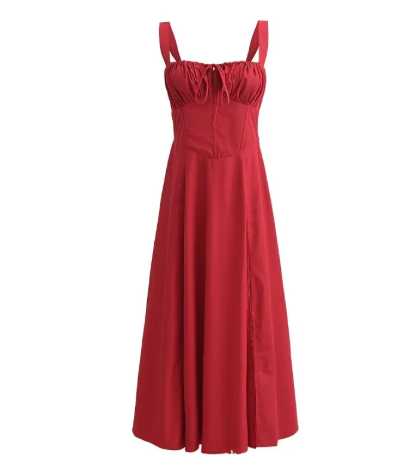 Lace-Up Midi Slip Dress
