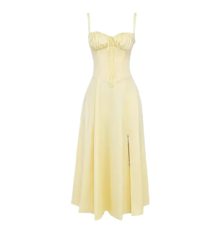 Lace-Up Midi Slip Dress