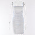 One-Shoulder Bodycon Ruffled Midi Dress