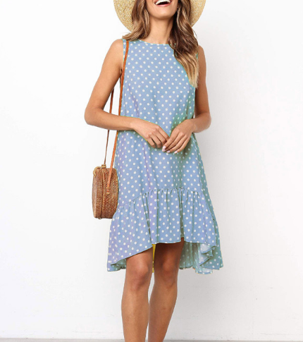2019 Summer New Women's Ruffle Midi Dress (Polka Dot)