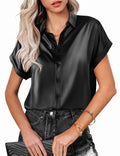 Silk Satin Button Down Blouse