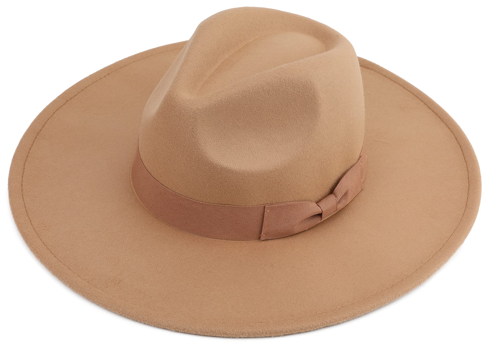 Pro Celia Big Wide Brim Women Fedora Hat (Camel)