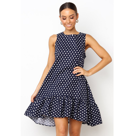 2019 Summer New Women's Ruffle Midi Dress (Polka Dot)