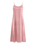 Xintianji Womens Basic Satin Silky Full Slip Midi Loose Dress with V-Neck Sexy Cami Adjustable Strap Wear Nightgown Dresses Pink XL