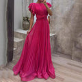 Elegant Solid Colour A-Line Maxi Dress